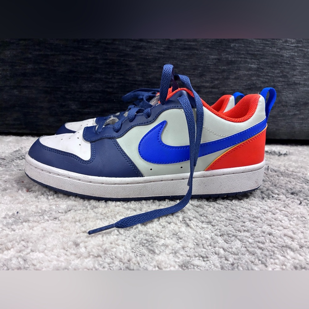 Sz. 7Y “Big Boys”Nike Court Borough Navy / Orange Light Silver Hyper Royal - Picture 15 of 15